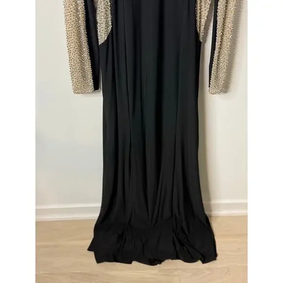 Xscape Black and Gold Long Sleeve Dress - Picture 6 of 13